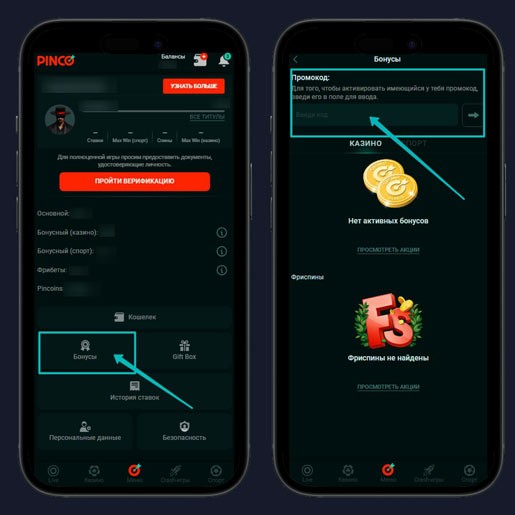 Применение промокода